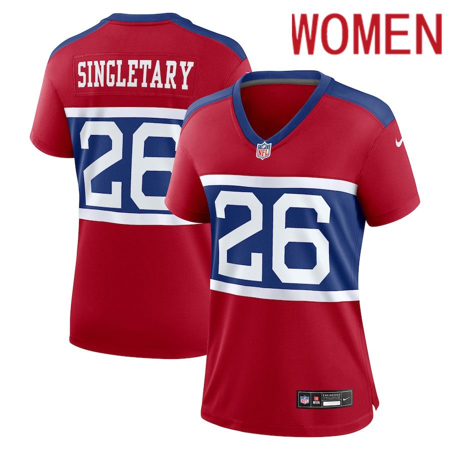 Women New York Giants #26 Devin Singletary Nike Century Red Alternate Player Game NFL Jersey->women nfl jersey->Women Jersey